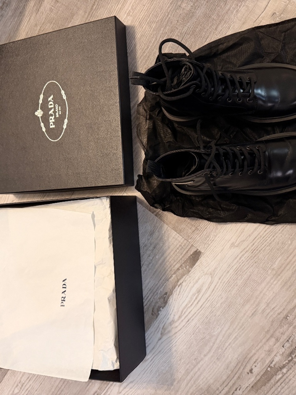 Men's Prada Laced Black Boots - Size 7 - Lightly Used - Picture 10 of 16